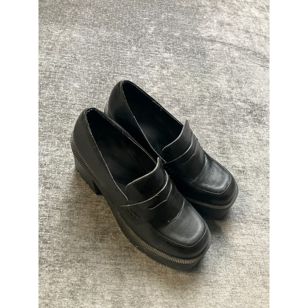 JF J. Ferrar Cher Womens 8.5 Penny Loafers Black Lug Sole Slip On Comfort Shoes